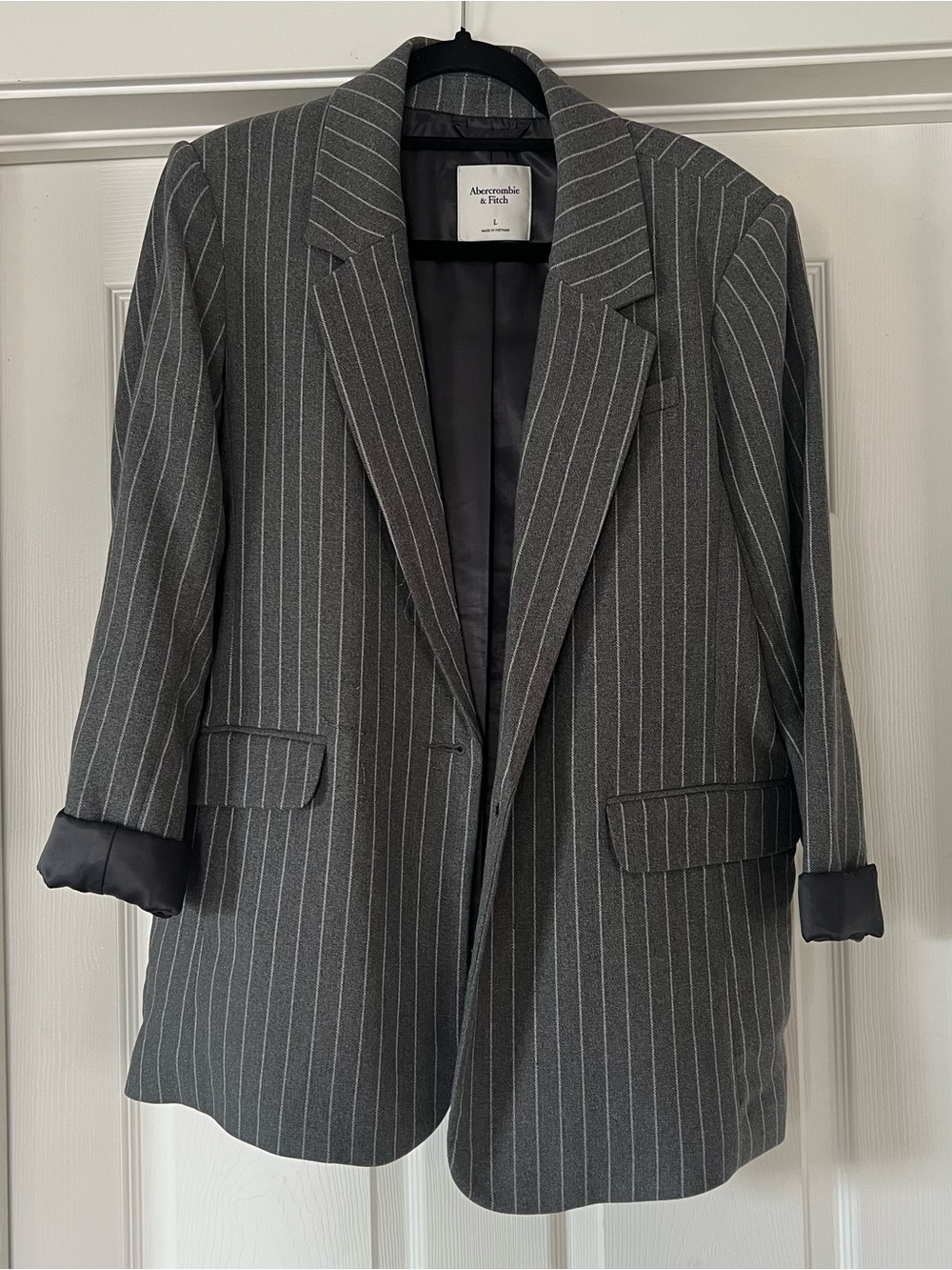 Abercrombie & Fitch Charcoal Gray Pinstripe Blazer